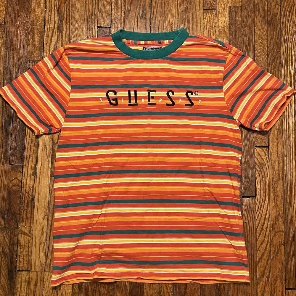 GUESS X J Balvin Collaboration Vibras Tour Striped T-Shirt Medium Preowned